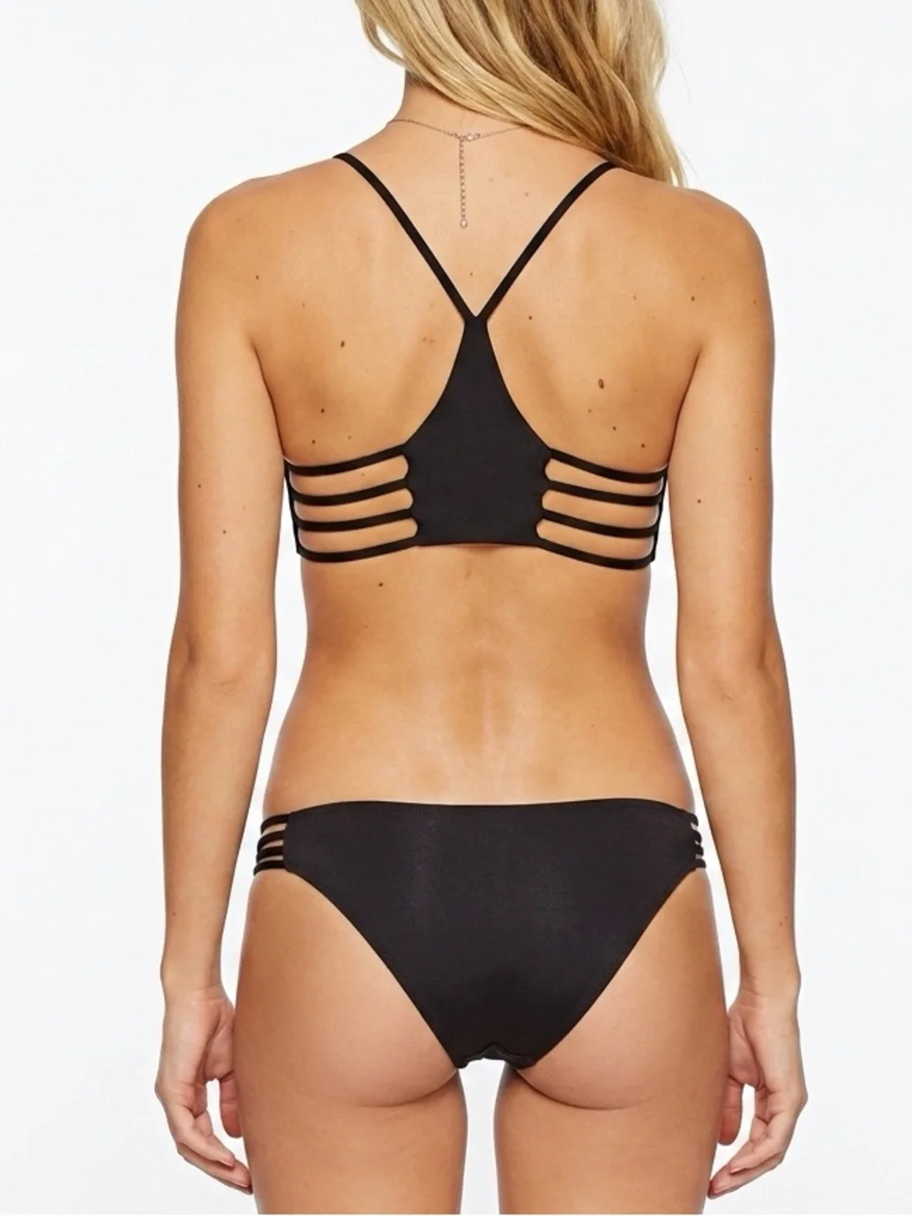 NEW L*Space Bikini Set Wild One Top & Low Down Bottom Black Large Resortwear